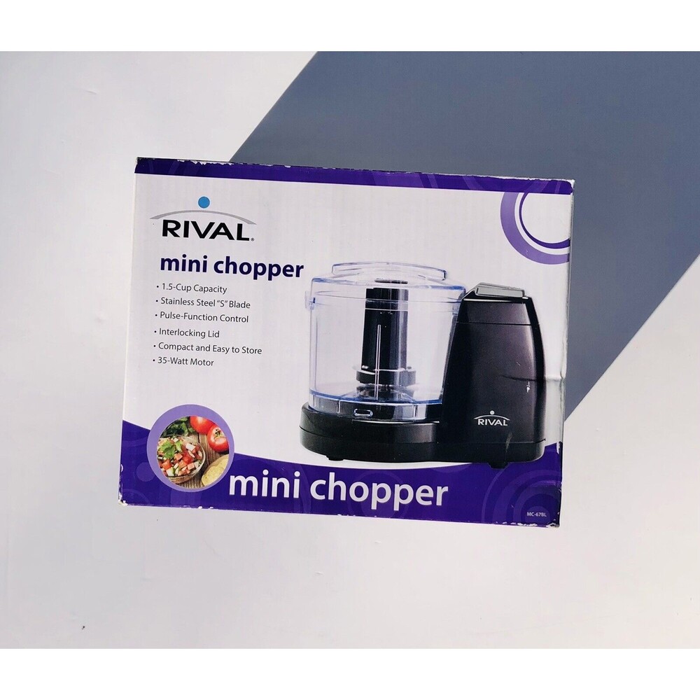 Rival Mini Food Chopper 1.5 Cup Stainless Steel Blade Black, pulse-function